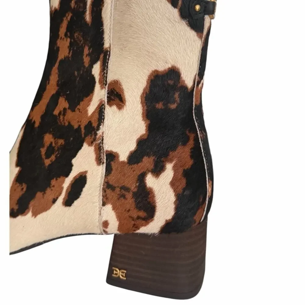 Sam Edelman PAIGE Calf Hair Cow Print Ankle Booties NIB Size 8.5